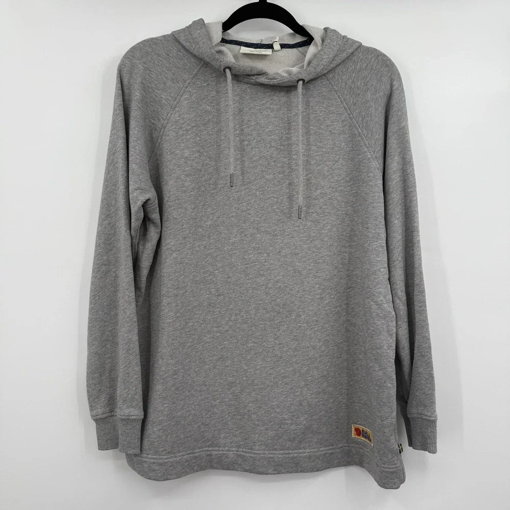 Fjällräven Hoodie Womens Small Gray Pullover Fleece Hooded Embroidered Logo